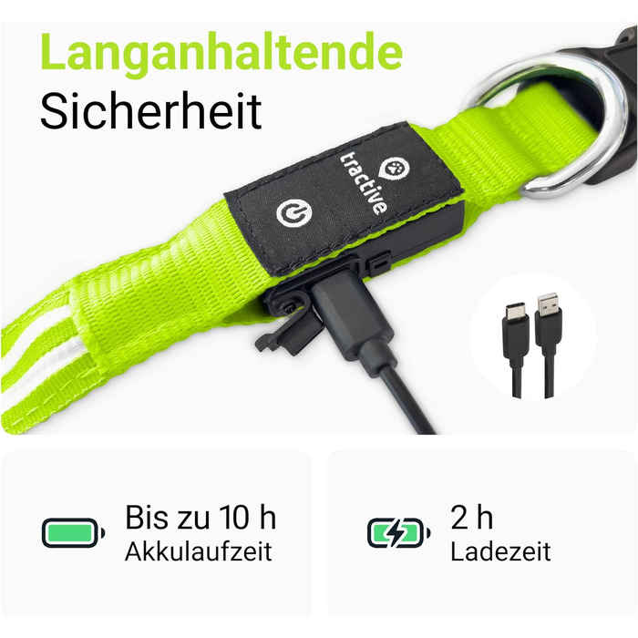 Світлодіодний нашийник для собак, заряджається від USB, водонепроникний (зелений, S)