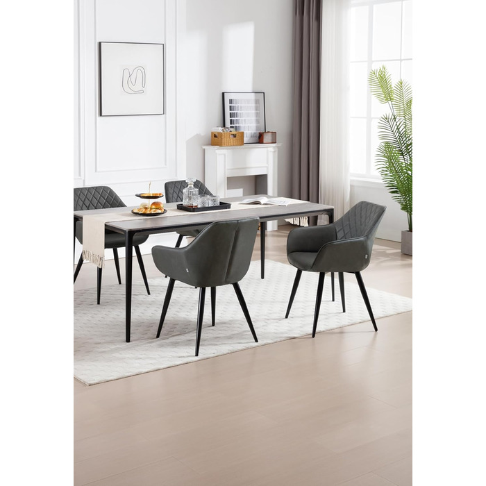 Крісла для їдальні WOLTU, 2 шт. в наборі, для кухні та вітальні, з м'якими сидіннями та підлокітниками, зелені, метал, штучна шкіра BH153gn-2