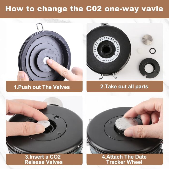 Герметична кавова банка з нержавіючої сталі, контейнер для кави з вакуумною герметизацією, 1,8L (сірий, коричневий)