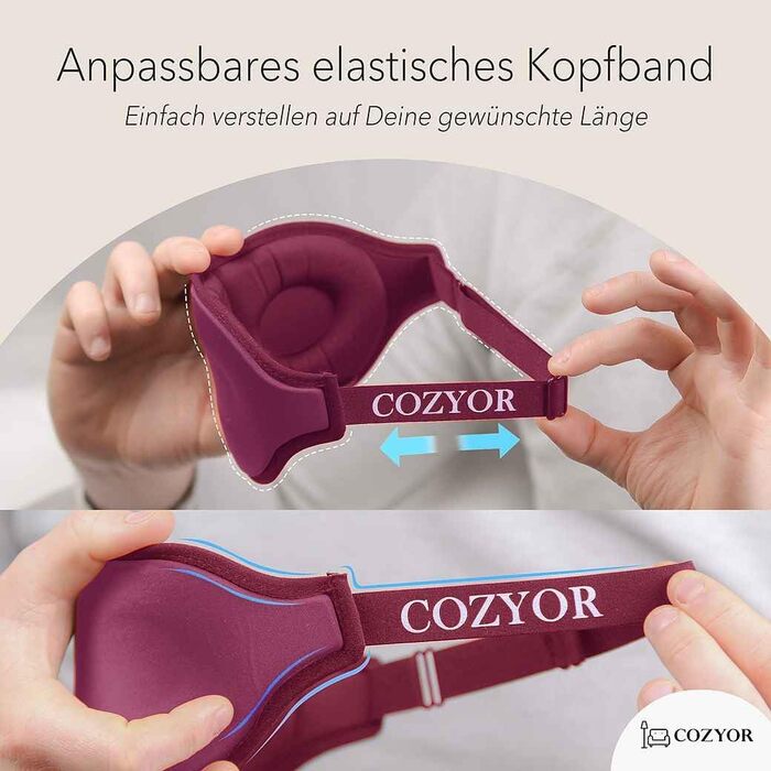 Набір для подорожей Cozyor 4-в-1: подушка для шиї, маска для сну, надувна подушка та плед 2-в-1, беруші, з кріпленням для рюкзака та валізи, червоний