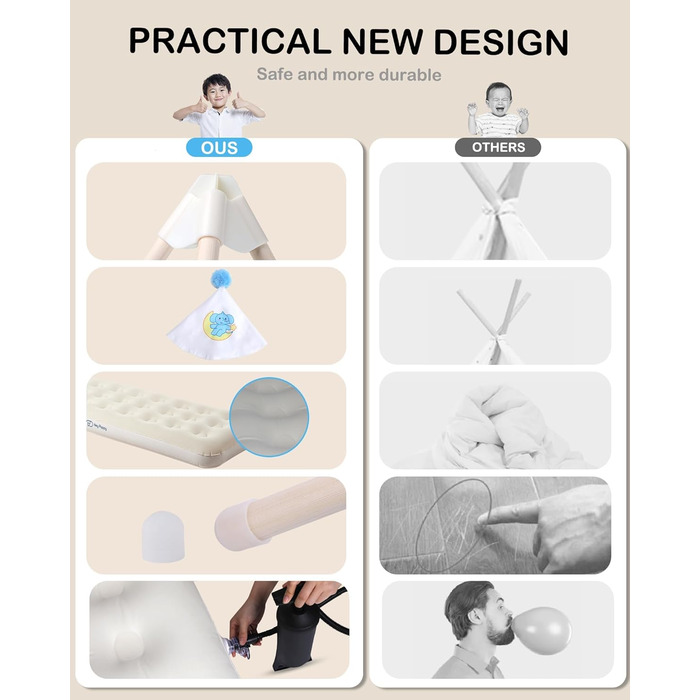 Дитяче намет-типі Heypappy з батутом, гірляндою та кульками - ігровий домік для дівчаток та хлопчиків (рожевий, білий)