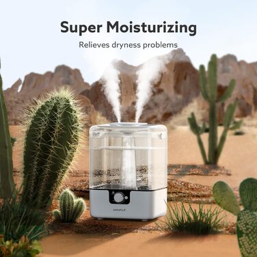 Зволожувач повітря Chivalz Luftbefeuchter 6л з нічником та аромадифузором для великих кімнат, дитячої, рослин – 360° розпилювач, 50 годин, білий матовий