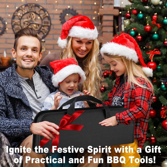 Набір гриля з нержавіючої сталі 28 предметів: повний набір інструментів для гриля, кемпінгу, подарунок на День батька, День народження, Різдво з кейсом