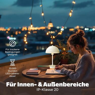 Стійлампа Dyberg Larsen Stockholm 2.0 Indigo Blue | Бездротова лампа для столу | Нічна лампа з акумулятором 6 годин | Лампа для читання в приміщенні та на вулиці | LED лампа данського дизайну (Біла - Модель 2.0)