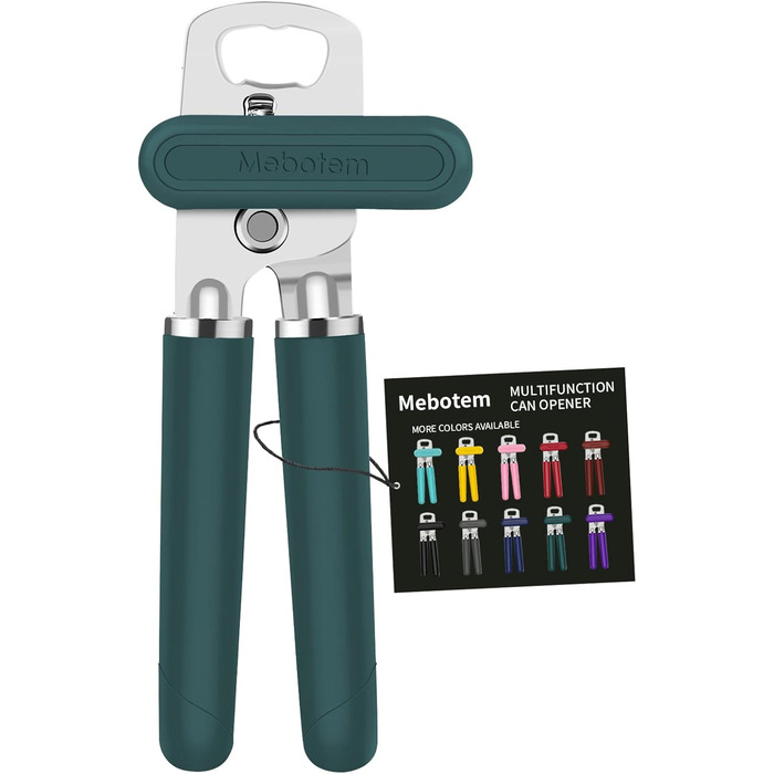 Відкривачка для консервів ручна, сталева, з великим зручним колесом та відкривачем для пляшок (1 шт., смарагдовий колір)