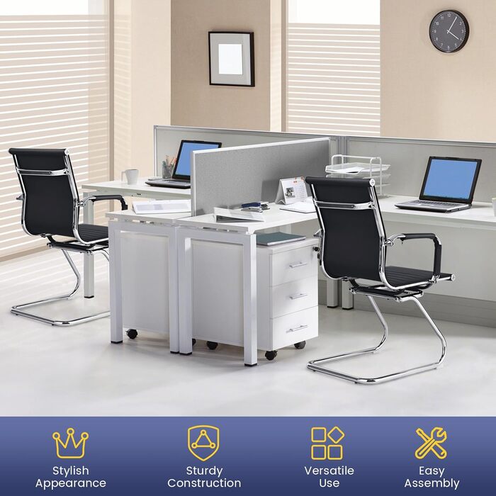 Крісла-гойдалки GIANTEX 2 шт., ергономічні конференц-крісла для гостей з підлокітниками, міцний металевий каркас до 120 кг, сучасні крісла з штучної шкіри, чорні