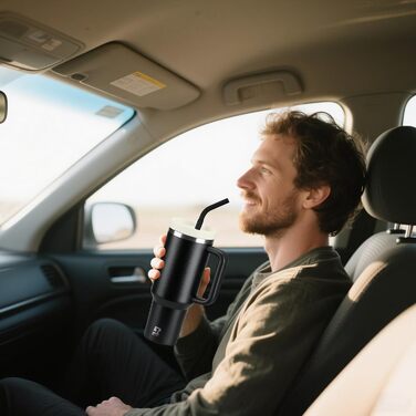 Термокружка-пляшка 1200 мл з трубочкою та антиковзним ручками, BPA Free, подвійні стінки, ізоляція для авто, офісу, відпочинку (Пастельно-рожевий, Біло-рожевий, Чорний)