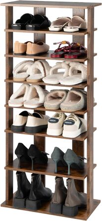 Рівнева полиця для взуття COSTWAY регулюється по висоті, компактна дерев'яна полиця для взуття, вертикальний органайзер для взуття, окремо стояча кутова полиця для входу, передпокій (коричневий, подвійний) подвійний коричневий, 8-
