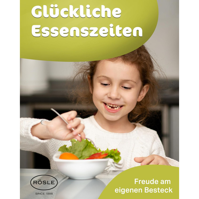 Дитячий набір столових приборів RÖSLE 'Waldfreunde' (4 шт.) з нержавіючої сталі 18/10, для дітей від 3 років, придатний для миття в посудомийній машині, чудовий подарунок на хрещення для хлопчиків та дівчаток