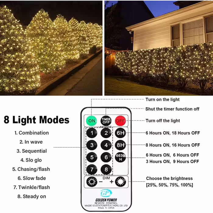Світлодіодна гірлянда Bzavor 55 м, 500 LED, з пультом, таймером, IP65, тепле біле світло, для ялинки, весілля, вулична водонепроникна гірлянда на 220В