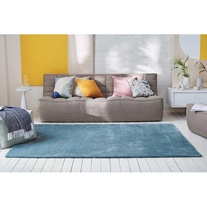 М'який м'який волохатий килим Esprit, ідеально підходить для віталень, спалень і дитячих кімнат LOFT (Синій, 80 х 150 см)