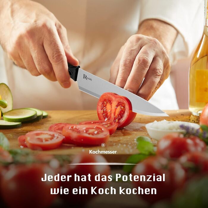 Набір ножів кухарських 7 предметів з бруском, кухонний набір ножів, ножа, ножиці, брусок для нарізки м'яса/овочів/фруктів, для нарізання, кубиків, шинкування (сріблястий)