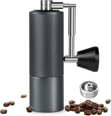 Кавомолка ручна TIMEMORE Kastanie C2 Fold - з регульованим жерновою системою з нержавіючої сталі, сіра