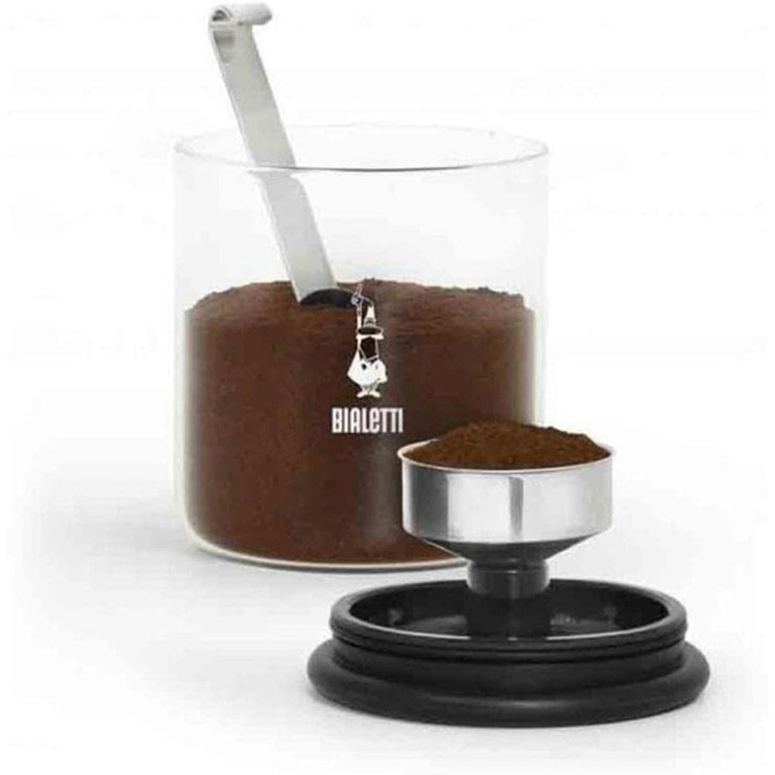 Склянка для кави Bialetti 250 г (з кришкою), прозора, чорна, Single