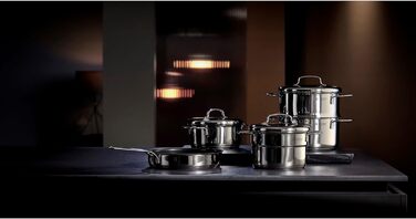 Пароварка WMF Mini з металевим кришкою 1,5л, Cromargan нержавіюча сталь, індукція, компактна, для невеликих порцій, 12 см