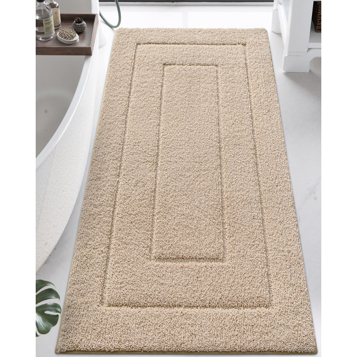 Килимок для ванної кімнати DEXI, преміум-якість, м'який, поглинаючий, з антиковзаючим покриттям, 40.6 x 61 см (2' x 5' Rectangular), Бежевий