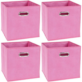 Набір з 4 коробок для зберігання приблизно 30x30x30 см - Рожевий - Розкладна коробка з люверсами Органайзер Тканинна коробка Складна полична коробка Кубічна складна коробка Кошики Дитяча кімната Коробка для іграшок Коробка для замовлення