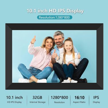Цифровий фоторамка FRAMEO WLAN 32GB: 10.1 дюймовий Smart Cloud-фоторамка з IPS LCD сенсорним екраном та автоматичним поворотом