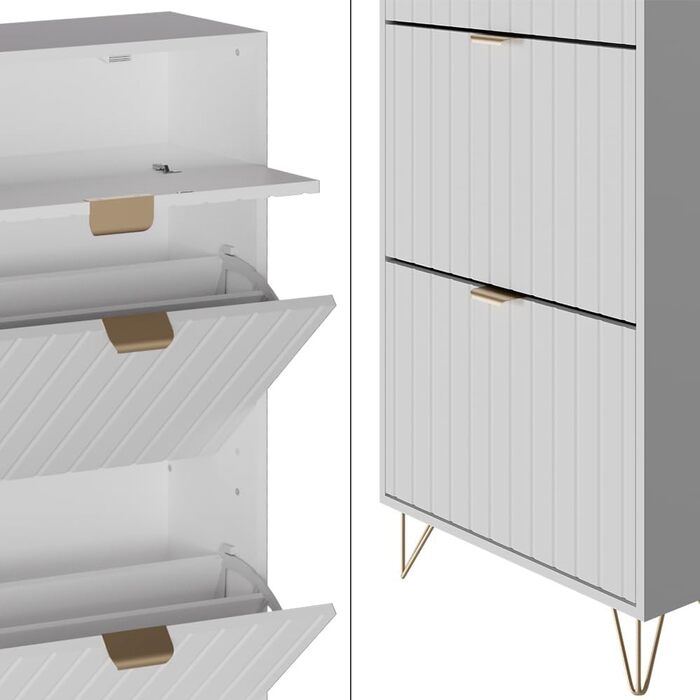 Шафа для взуття Vicco Helge, 60 x 145 см, 3 відділення, білий