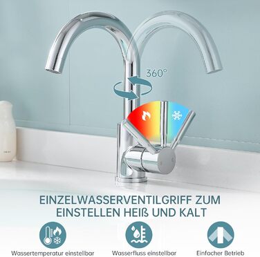 Змішувач для ванної кімнати Fransiton Bad Hoch, водозберігаючий, хром