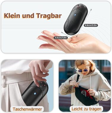 Електричні грілки для рук COTOP, 6000mAh, 2 шт. USB-C, 3 режими нагріву, для жінок, чоловіків, дітей, для катання на лижах, піших прогулянок, зелений (чорний)