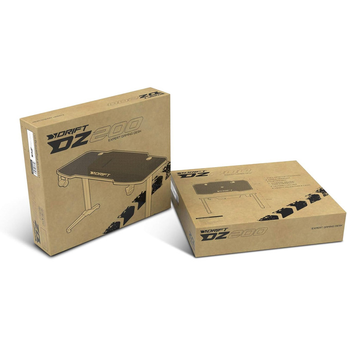 Ігровий стіл DRIFT GAMING з карбоновою поверхнею, великим килимком, підставками для чашок та навушників, регульованими ніжками, чорний (DRDZ200)