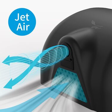 Anydry 2800 Klassisch: Електричний сушар для рук AnyDry, автоматичний, чорний, з нержавіючої сталі, 1400-1650W