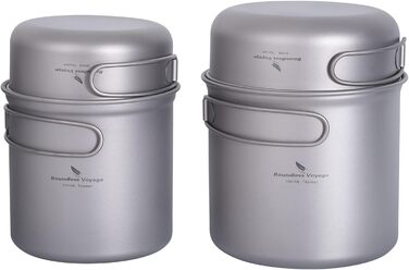 Набір посуду для кемпінгу iBasingo з титану: каструля та сковорода з складаним ручками. Легкий набір для приготування їжі на природі, туризму та пікніків. Модель Ti2052C