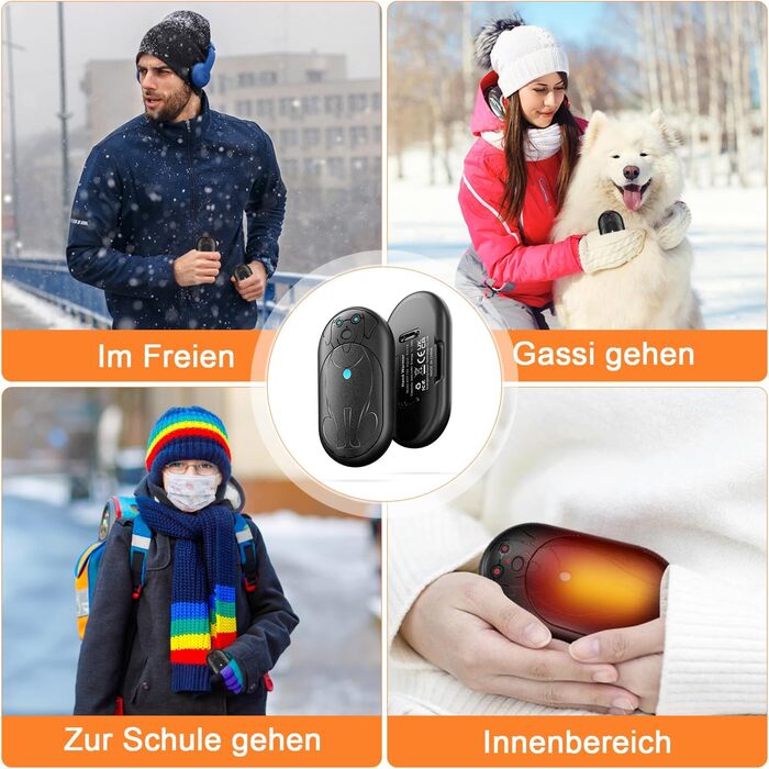 Електричний грієчка для рук Lepwings, 2 шт., 6000 mAh, USB-зарядка, 3 режими, 20 годин роботи, для активного відпочинку взимку, чорний