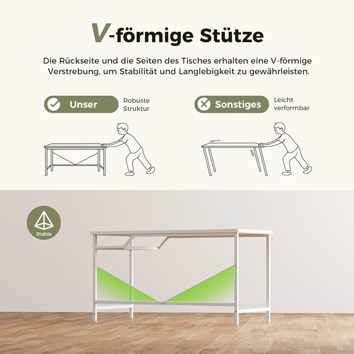 Комп'ютерний стіл Mericonia 120 см, ігровий стіл для невеликих приміщень, білий стіл для дому та офісу, стіл для студентів 120x60 см