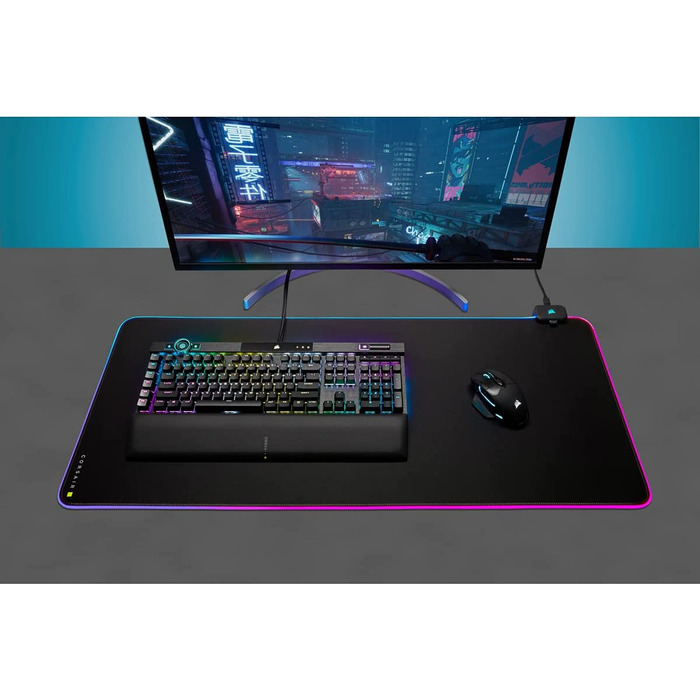 Килимок для миші Corsair MM700 RGB Extended - 930x400 мм - RGB підсвітка 360° - USB хаб - чорний
