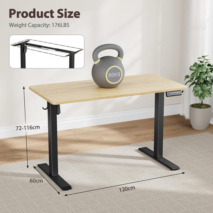 Електричні ніжки для столу з регулюванням висоти, з потужним мотором, на коліщатках, з 3 рівнями пам'яті та захистом від зіткнень, 72-116 см