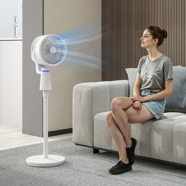 Вентилятор з функцією циркуляції повітря та дистанційним керуванням: 3 швидкості, таймер, коливання 70°+90°