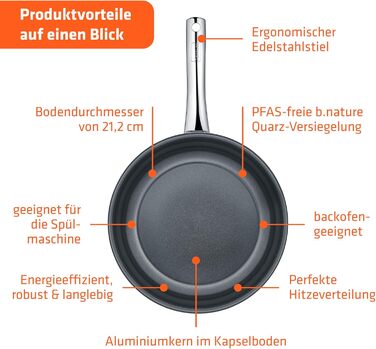 Пан з нержавіючої сталі Berndes Napoli 28 см – універсальна, антипригарна, з капсульним дном та кварцовим покриттям