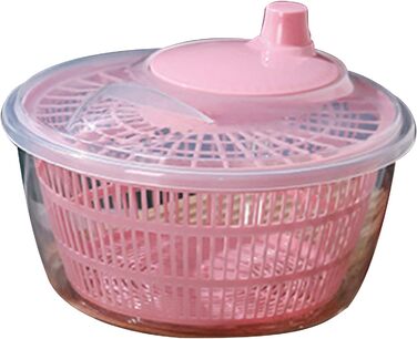 Велика салатниця з кришкою для зберігання, кошиком для зливу, сушаркою для овочів, мийкою для фруктів з чашею і ситом, ситом для хрусткої нарізки для дому, кухні, прання Рожевий