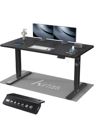 Електричний дитячий стіл Airfish, 80x60 см, регулювання висоти, пам'ять, для дому/офісу, стоячи/сидячи (чорний)