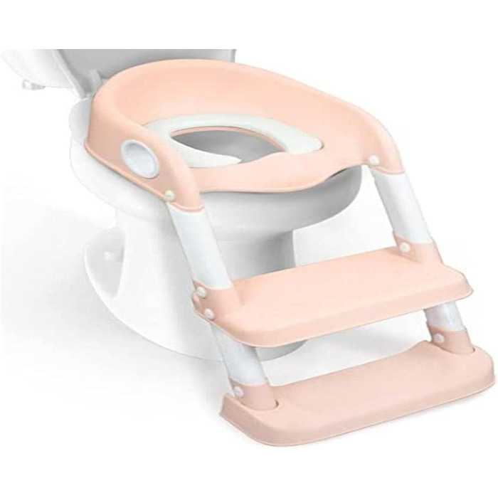 Дитяче сидіння на унітаз Mobiclinic® Lala з драбинкою, рожево-біле, для дітей 1-8 років, європейська якість