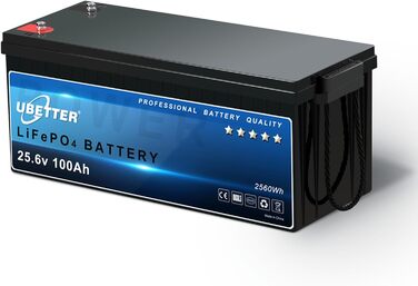 Акумулятор UBETTER Mini 12V 100Ah LiFePO4, 100A BMS, 1280 Втгод, 4000 циклів, термін служби 10 років (24 В 100 Агод)