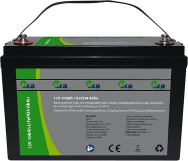 Акумулятор tka Kbele LiFePO4 12V 100Ah/1280Wh BMS для сонячних систем, 11кг (сонячна батарея, літієва батарея)