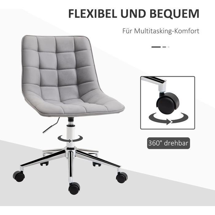 Крісло офісне Vinsetto, поворотне, регульоване по висоті, сірого кольору, 60x60x90 см