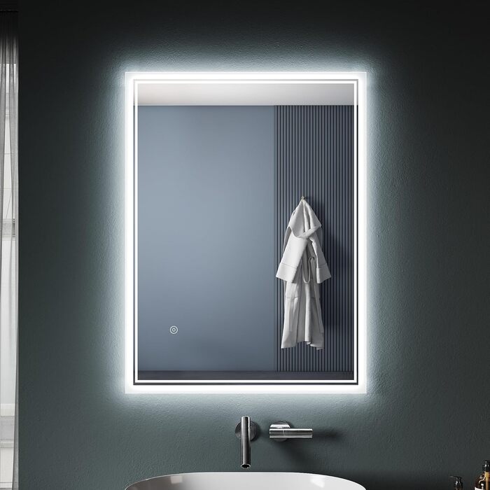 Дзеркало для ванної кімнати SONNI LED з підсвічуванням 80x60 см, біле