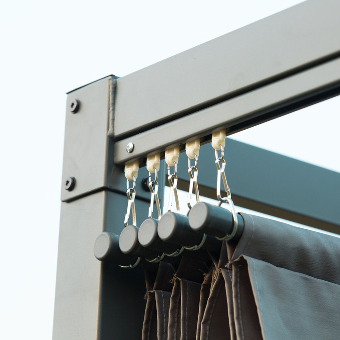 Пергола 3x2м для саду, садовий павільйон, навіс для тераси з металу, регульований дах, автономна конструкція, захист від сонця для тераси та саду, сірий