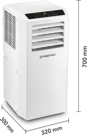 Локальний кондиціонер TROTEC PAC 2610 S мобільний кондиціонер потужністю 2,6 кВт 2 рівні вентиляції підходить для приміщень площею до 34 м / 85 м включно з AirLock 100