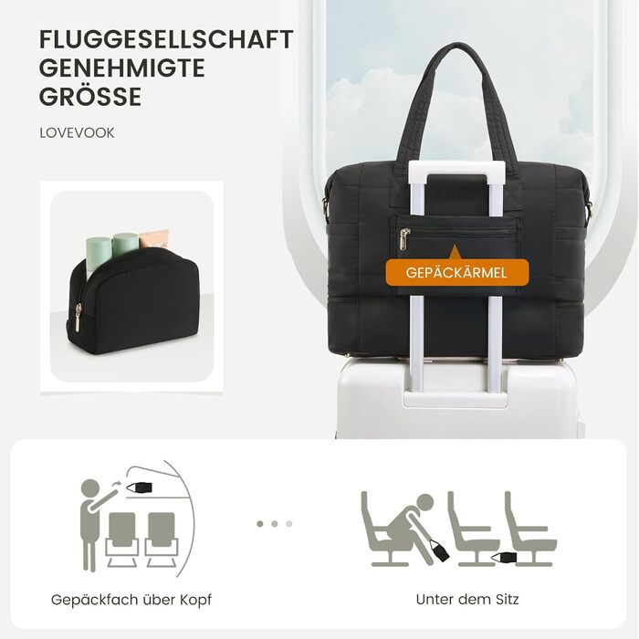 Сумка-мішок LOVEVOOK для подорожей, 52x38x25 см, 50 л (для вихідних, клініки, пологового будинку, авіаперельотів, спорту)