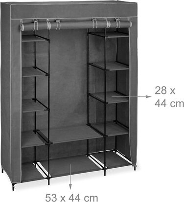 Тканинна шафа Relaxdays з вішалкою для одягу і 12 полицями, 175x135x45 см