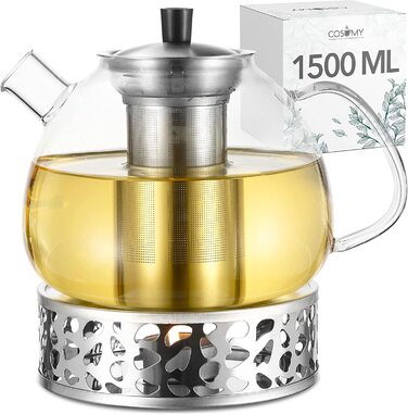 Скляний чайник з трубочками набір в подарунковій коробці-1,5 літра-довго зберігає тепло - можна мити в посудомийній машині