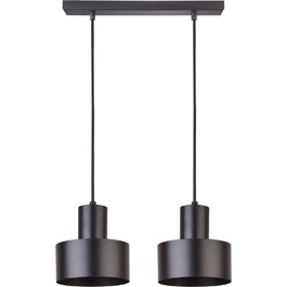 Стильний ретро-підвісний світильник Матовий чорний 2-світловий круглий абажур Кільцева форма E27 Ретро підвісний світильник для вітальні