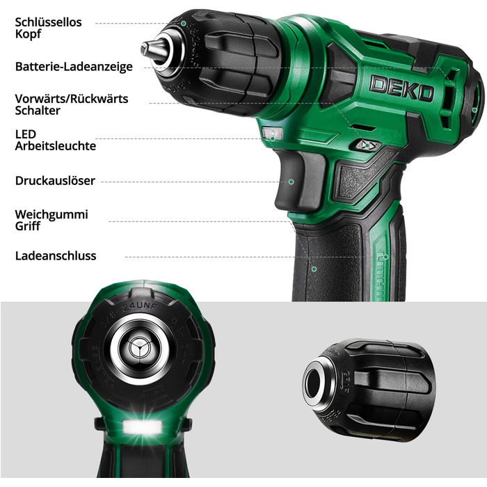 Набір інструментів DEKO 126 предметів в кейсі: професійний набір для дому, офісу та саду (зелений)