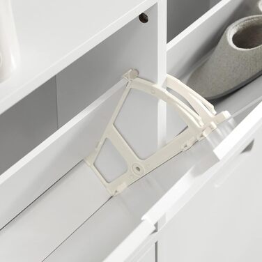 Шафа для взуття SoBuy FSR100-W з 4 дверцятами, 8 полицями, 100x91x19 см, біла