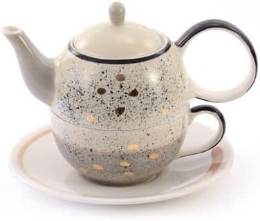 Чай для одного набору Sao - виготовлений з кераміки з золотим напиленням, 4 шт. и, глечик 0,4 л, чашка 0,2 л, 1